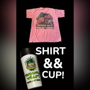 2PC Comfort Colors Pink Pineapple Willy's Tee small PCB FL & plastic whirley cup